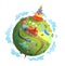 Fantasy Toy Planet for Kids with Clouds Clip Art