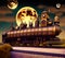 Fantasy Train in Steampunk Style, Generative AI Illustration