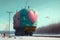 Fantasy train with valentine heart created with Generative AI. Valentine`s Day concept