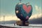 Fantasy train with valentine heart created with Generative AI. Valentine`s Day concept
