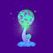 Fantasy trippy hallucinogen magic purple mushroom , vector cartoon icon. Toxic luminous fungus fairy tale or fantasy