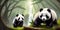 Fantasy twin panda by magical jungle background