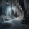 Fantasy underground cave with stalactites and stalagmites