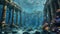 Fantasy underwater seascape with lost city