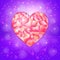 Fantasy Valentines day romantic design with low poligonal jewel heart on an ultraviolet background