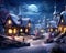 fantasy village in winter is a fantasy village in night sky.