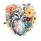 Fantasy watercolor magical heart illustration