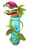 Fantasy weird monster plant carnivorous flower. Flytrap or evil fly trap dangerous monster plant in a comic halloween style