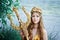 Fantasy woman real mermaid myth goddess of sea