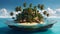 Fantasy World, Floating Island on Water, Covered Island Fantasy World, Floating Island on Water, Coconut Covered Island