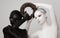 Fantasy. Yin & Yang Esoteric Symbol. Black & White Women Silhouettes