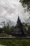 Fantoft Stave Church in Bergen at cloudy day, Norway