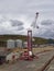 A Fantuzzi Reggiane Mobile Crane stands idle at Peterson Quay near Lerwick in the Shetland Islands.