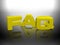 FAQ 3D metallic gold rendering word