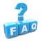 Faq cubes 3d and question mark render illustration