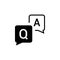 Faq help flat design icon. Query frequently question speech vector information symbol