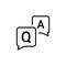 Faq help flat design icon. Query frequently question speech vector information symbol