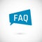 FAQ icon. Frequently Asked Question as Speech bubble. Blue bubble and white text.