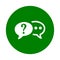 Faq, queries, question icon. Green vector graphics