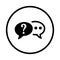 Faq, queries, question icon. Rounded black vector graphics