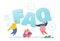 Faq Service Concept. People Asking Questions Online Support Center via Laptop, User Manual or Guide, Customer Search
