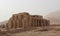 Far away view of Ramesseum temple with its famous columns in Luxor