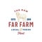 The Far Meat Farm Abstract Vector Sign, Symbol or Logo Template. Hand Drawn Ram Sillhouette with Retro Typography