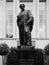 Faraday monument in Savoy Place in London black and white