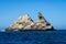 Farallon islands rock in the shape of a monster.