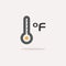 Farenheit thermometer. Color icon with shadow. Weather vector illustration