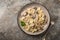 Farfalle pasta with champignon mushrooms and garlic creamy sauce