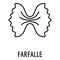 Farfalle pasta icon, outline style