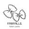 Farfalle pasta outline icon.