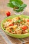 Farfalle pasta with seafood