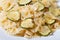 Farfalle pasta with zucchini slices macro horizontal