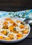 Farfalle with pumpkin and thyme with creamy cheese sauce