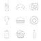 Farinaceous food icons set, outline style