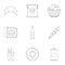 Farinaceous icons set, outline style