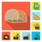 Farm and agriculture flat icons in set collection for design. Garden and plants isometric vector symbol stock web