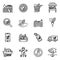 Farm and Agriculture line icon set. Farmers, Plantation, Gardening, Animals, Objects, Harvester trucks, Trac