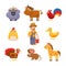 Farm Animal Collection. Colourful Vector