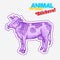 Farm animal cow in sketch style on colorful sticker. on transparent background