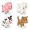 Farm animal cub isometric 3d cute baby cartoon flat design icons set vector illustration