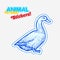 Farm animal duck in sketch style on colorful sticker. on transparent background