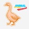 Farm animal goose in sketch style on colorful sticker. on transparent background