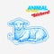 Farm animal lamb in sketch style on colorful sticker. on transparent background