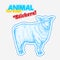 Farm animal sheep in sketch style on colorful sticker. on transparent background