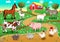 Farm animals with background.