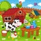 Farm animals in barnyard