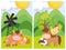 Farm animals bull horse sheep hen windmill trees cartoon